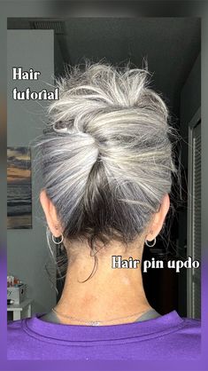 Have you ever tried to use a hair pin? If you were lucky enough to get this as your SEINT golden day 2024 free gift with purchase, here is… | Instagram Pin Ups Hair, Gray Hair Updos Over 50, Silver Hair Updo, Grey Hair Updos, Short Hair Updo Easy, Golden Day, Short Hair Updo Tutorial, Peinados Recogidos