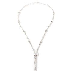 You will be ready for a fun evening out on the town with this seventeen- inch cubic zirconia lariat necklace. Elegant Lariat Crystal Necklace, Lariat Cubic Zirconia Diamond Necklace With Adjustable Chain, Party Lariat Necklace With Adjustable Cubic Zirconia Chain, Party Silver Lariat Necklace With Cubic Zirconia, Cubic Zirconia Diamond Lariat Necklace With Adjustable Chain, Elegant Adjustable Lariat Choker Necklace, Party Single Strand Lariat Necklace, Party Lariat Necklace Single Strand, Silver Lariat Diamond Necklace