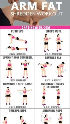 the arm workout chart shows how to do an arm exercise with dumbble arms and shoulders