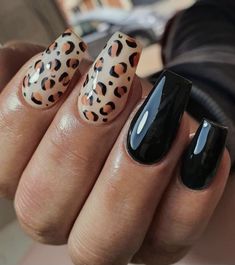 Black Cheetah Nails, Nail Design Inspiration, Nail Jewelry, Unique Nails, Long Nails, Nail Art Designs