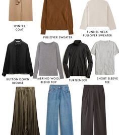 different types of sweaters and pants for women