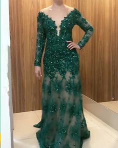 Green Long Sleeve Mermaid Evening Dress, Long Sleeve Prom Gown For Party Season, Green Long Sleeve Evening Dress For Party Season, Long Sleeve Gown For Prom And Party Season, Long Sleeve Gown For Prom Party Season, Formal Long Sleeve Mermaid Dress With Sweep Train, Long Sleeve Evening Dress For Homecoming Prom, Green Long Sleeve Mermaid Dress For Wedding, Glamorous Green Long Sleeve Gown