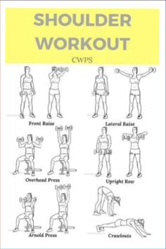 the shoulder workout chart shows how to do exercises for shoulders and arms, while holding dumbs