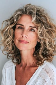 Curly Hairstyles For Women Over 50 Curls, Short Women's Haircut, Medium Curly Hair Updo, Wavy Curly Haircuts, Curly Gray Hair Over 50, Naturally Wavy Hair Cuts, Scrunched Hair, Rocker Hair, Grey Hair Over 50