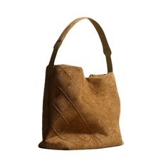 Lattice Suede Tote Bag - Kelly Obi New York Fall Bucket Shoulder Bag With Leather Handles, Detachable Strap Hobo Tote Bag For Shopping, Hobo Tote Bag With Detachable Strap For Shopping, Fall Handheld Hobo Bag, Shopping Hobo Bag With Detachable Strap, Leather Handles Bucket Shoulder Bag For Errands, Leather Handled Bucket Shoulder Bag For Errands, Fall Bucket Bag With Leather Top Handles, Chic Bucket Baguette Bag For Everyday Use