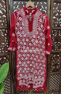 Description Material : Georgette Wash Care : Hand Washable Kurti Length : 42-44 Inches Sleeves : 3/4 Sleeves Package Contains : 1x Kurti With Inner Fitted Red Salwar Kameez For Traditional Ceremonies, Traditional Summer Kurta For Ceremonies, Red Chikankari Embroidery Salwar Kameez For Festivals, Traditional Summer Kurta For Puja, Embroidered Traditional Salwar Kameez For Summer, Traditional Summer Wedding Salwar Kameez, Summer Wedding Traditional Salwar Kameez, Red Dresses For Puja And Festivals, Red Dress For Puja And Festivals