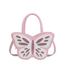 Be a social butterfly with our Sparkling Butterfly Handbag! This glittery, butterfly shaped bag is as colorful as it is unique. Bring some fun to your outfit with this one-of-a-kind accessory. 🦋 Description: Handbag Type: Shoulder BagsType of Bag: Handbag & Crossbody BagMain Material: PULining Material: NoneShape: BucketOrigin: CNHardness: SoftPattern Type: ButterflyDecoration: AppliquésClosure Type: ZipperNumber of Handles/Straps: Single Cute Shoulder Bag For Spring Party, Cute Mobile Phone Bag For Party, Cute Party Mobile Phone Bag, Cute Party Bag For Mobile Phones, Cute Pink Evening Shoulder Bag, Pink Party Shoulder Bag With Zipper, Cute Pink Shoulder Bag For Evening, Pink Party Shoulder Bag With Zipper Closure, Butterfly Print Bag For Gift