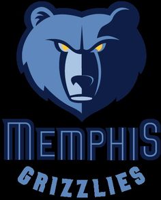 the memphis grizzles logo is shown on a black background with yellow eyes