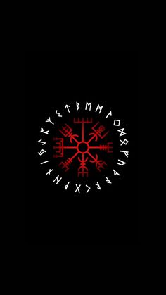 a black background with red and white symbols on the bottom right corner is an image of a compass