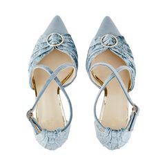 Description
Sizing / Details
Shipping / Return




CSROSS-STRAP POINTY TOE SHOES WITH BLOCK HEEL IN BLUE BROCADE VELVET WITH LACE


 Mediterranean freshness.

The Mediterranean Sea; symbol of culture, wealth and freshness is the source of inspiration for Promessa di Aqua, an elegant shoe with golden sparkles ideal for any bride who avoids the classic white shoe and wants to wear that special blue touch .
The ideal combination of Italian blue velvet and light gold mirror will make you stand out Light Blue Heels With 4-inch Heel For Formal Occasions, Light Blue 4-inch Heels For Formal Occasions, Pointed Toe 4-inch Heels For Galas, Elegant Light Blue Heels For Formal Occasions, Luxury Light Blue High Heels, Light Blue Heels With Heel Strap For Formal Occasions, Light Blue Pointed Toe Heels With 4-inch Heel, Formal Light Blue Heels With Heel Strap, Blue Almond Toe Heels With Heel Strap