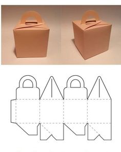 an origami box is cut out to look like it has a handle on top