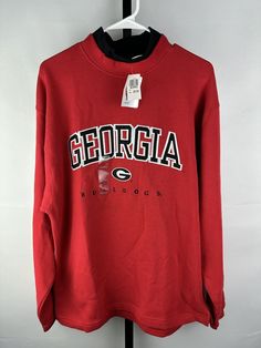 Vintage NOS Cadre Athletic Georgia Bulldogs Mock Neck Sweatshirt NWT Medium. Winter College T-shirt With Logo Print, Collegiate Crew Neck T-shirt For Winter, Collegiate Crew Top For Winter, Winter Collegiate Crew Neck T-shirt, Winter College T-shirt With Crew Neck, Winter Crew Neck T-shirt For College, College Crew Neck T-shirt With Ribbed Cuffs, Fan Apparel Tops With Ribbed Cuffs For Streetwear, Crew Neck T-shirt With Ribbed Cuffs For College