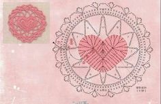 an old fashioned crochet pattern with a heart in the center and another design on it