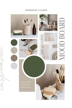 the minimalist and clean bathroom is featured in this brochure, with green accents