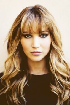 Jennifer Lawrence long layers with bangs Bangs Thick, Jennifer Lawrence Hair, Curly Bangs, Ombre Hair Color, Long Blonde, Short Hairstyle, Hair Envy, Jennifer Lawrence, Great Hair