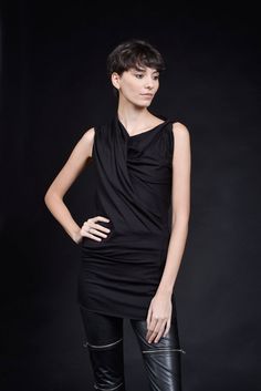 Subscribe for Aakasha Newsletter for Special Offers and Promo Codes Paste this link below in your browser http://eepurl.com/dvUKiz FREE EXPRESS SHIPPING to the U.S. for orders over 35$* Asymmetric Sleeveless draped top®ALL RIGHT RESERVED 7,797,332 || 1 221 225 Black Hooded Coat, Draped Top, Pretty Top, Sleeveless Tunic, Fashion Line, Linen Top, Flare Skirt, Black Fabric, Bulgaria