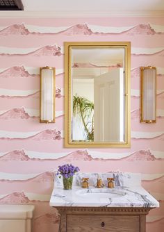 janet rides wallpaper lingua franca pink Pink Coastal Wallpaper, Pink Coastal, Coastal Wallpaper, Geometric Vintage, Fabric Wall Art, Eco Friendly Paper, Paper Material, Diy Desk, Fabric Wall