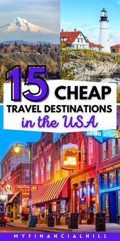 the cover of 15 cheap travel destinations in the usa