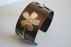 Silver Daisy Cuff Bracelet by Vostrejs Handmade Cuff Bracelet For Festivals, Handmade Bohemian Flower Cuff Bracelet, Bohemian Flower Cuff Bracelet Handmade, Bohemian Flower Cuff Bracelet As A Gift, Bohemian Flower Cuff Bracelet As Gift, Bohemian Flower Cuff Bracelet, Handmade Cuff Bracelet, Two Flowers, Boho Cuff