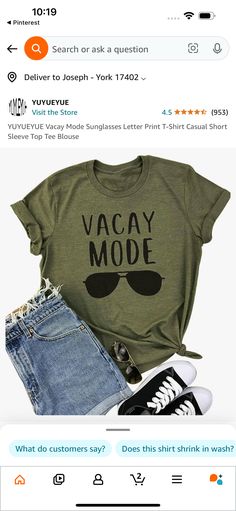 Beach Outfit, Top Tee, Army Green, Letter Prints, Short Sleeves Tops, Print T Shirt, Casual Shirts, Casual Shorts