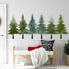 PRICES MAY VARY. Watercolor Tree Wall Decals: set of 6pcs large evergreen tree forest wall decals. Large Tree Wall Decals: easy to use, just peel and stick, removable with no residue left. Forest Tree Wall Stickers: made of high quality pvc material , reliable and safe to use, which are not easy to fall off or fade. Woodland Forest Wall Decals: applied for any smooth, flat, clean surface, such as walls, windows, furniture, floor, glass, mirror, door. Pine Tree Wall Decor: green tree wall sticker Wall Stickers For Nursery, Christmas Tree Wall Decal, Watercolor Pine Tree, Guest Room Office Combo, Pine Tree Wall, Forest Wall Decals, Tree Wall Decals, Tree Branch Wall, Animal Wall Decals