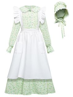 Pioneer Apron, Pioneer Girl Costume, Pioneer Dresses, Pioneer Bonnet, Colonial Costume, Pioneer Costume, Pioneer Girl, Pioneer Dress, 1800's Dress