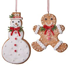 Gingerbread Ornament - 2 styles - The Preppy Bunny Holiday Gingerbread Cookies, Candy Cane Lollipops, Raz Imports, Christmas Tree Accessories, Floral Christmas, Ornament Cookies