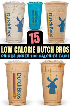 low calorie dutch bros drinks under 10 calories each with different flavors and colors