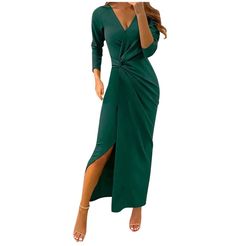 Elegant Green Bodycon Dress Women Bandage · KoKo Fashion · Online Store Powered by Storenvy Green Bodycon Dress, Elegant Maxi Dress, Party Kleidung, Split Dress, Green Midi Dress, Dress Evening, Long Sleeve Maxi, Maxi Dress Party, Fashion Colours