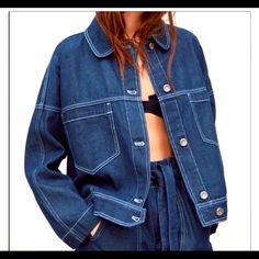 Michael Jean Jacket Top New With Tag Long Distressed Denim Jacket, Oversized Black Denim Jacket, Zara Denim Jacket, Jean Jacket Patches, Oversized Jean Jacket, Cropped White Jeans, Oversized Jeans, Distressed Jean Jacket, Distressed Jacket