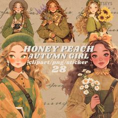 an advertisement for honey peach autumn girl