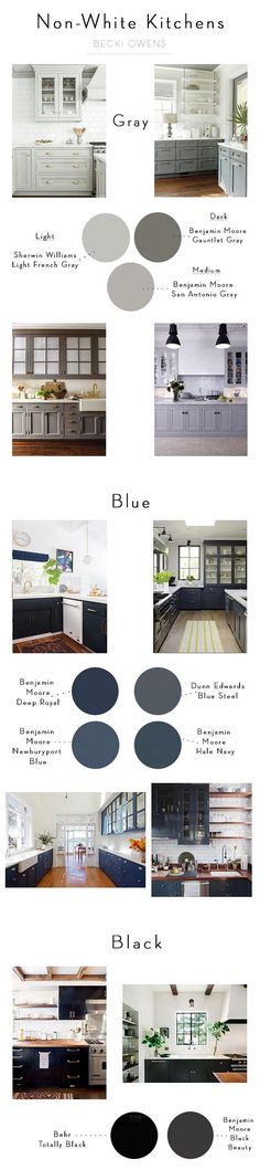 an image of kitchen cabinets with different colors