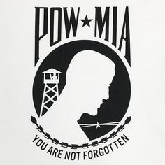 the logo for pow mia you are not forgotten, with a silhouette of a man in chains