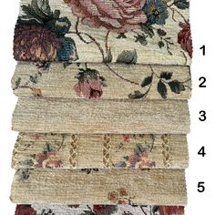 four different types of rugs with flowers and leaves on the top one is beige, red