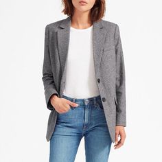 Everlane Oversized Blazer Herringbone Blazer Outfit, Office Outfits For Ladies, Spring Workwear, Stylish Office Wear, Classy Office, Girls Spring Outfits, Work Outfit Office, Fall Chic, Herringbone Blazer