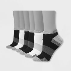 Hanes Performance Women's Extended Size Cushioned 6pk No Show Tab Athletic Socks -Black/Gray 8-12, Women's, Size: Small, Gray Black Comfortable Socks, Liner Socks, Cool Technology, Body Temperature, Autumn Fashion Casual, Comfortable Heels, Athletic Socks, No Show Socks, Comfort Color