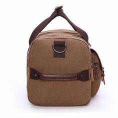 Casual Brown Duffle Bag With Zipper Closure, Casual Rectangular Khaki Duffle Bag, Casual Khaki Rectangular Duffle Bag, Casual Brown Travel Bag For Outdoor Activities, Casual Brown Canvas Duffle Bag, Casual Brown Duffle Bag With Pockets, Casual Brown Rectangular Duffle Bag, Casual Brown Weekender Bag With Zipper Closure, Casual Brown Duffle Bag For Travel