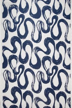 a black and white painting with blue swirls on it