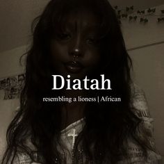 a black and white photo of a woman with long hair, text reads diattah