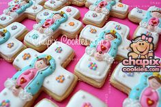 decorated cookies arranged in the shape of people