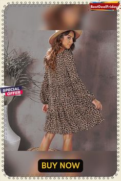 Bestdealfriday Leopard Print V Neck Long Sleeves Mini Dress P1482375 Casual Leopard Print Mini Dress, Fall Midi Dress For Brunch, Knee-length, Fall Brunch Midi Dress Knee-length, Fall Brunch Knee-length Midi Dress, Casual Shift Mini Dress For Fall, Trendy Long Sleeve Leopard Print Dress, Fall Vacation Shift Midi Dress, Fall Daywear Shift Midi Dress, Shift Midi Dress For Fall Vacation