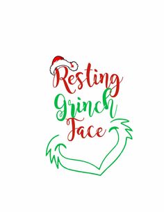 the words resting grin face are drawn in green and red ink on a white background