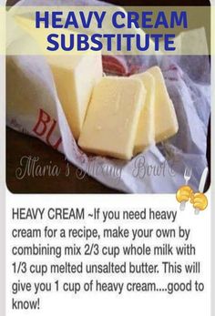 the recipe for heavy cream is shown in an email message, and it contains information about how to use it