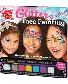 Klutz knows face painting, and now there's more! Brush up on your face painting skills and create shimmering masterpieces in minutes. This kit comes with 6 shimmery paint colors, more than 45 gems, and cosmetic-grade glitter. With 47 designs to choose from, you'll choose to sparkle wherever you go. Glitter Face Painting, Glitter Face Paint, Face Paint Set, Cool Face Paint, Professional Face Paint, Face Paint Kit, Painting Skills, Red Pigment, Cosmetic Grade Glitter