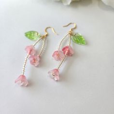 Our beautiful fairytale earrings are made with glass flowers, Czech glass beads and 14k gold plated earring hooks which are good for delicate ears. We have pink and purple flowers available.Size: the length is 3" Dainty Beaded Earrings, Diy Flower Earrings, Diy Dangle Earrings, Bead Flower Earrings, Small Beaded Earrings, Flower Bead Earrings, Fairytale Earrings, Seed Bead Flower, Fairytale Style