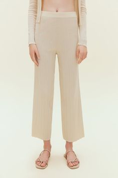 NEIWAI X SAVISLOOK Knit Pants Elegant Ribbed Wide-leg Pants, Elegant Ribbed Bottoms, Elegant Beige Pants For Loungewear, Chic Ribbed Straight Leg Wide Pants, Chic Relaxed Fit Ribbed Bottoms, Chic Wide Leg Ribbed Pants, Chic Ribbed Relaxed Fit Bottoms, Chic Ribbed Wide Leg Pants, Chic Ribbed Bottoms With Relaxed Fit