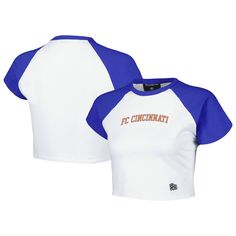 Step out in confidence with an all-new showing of support for your FC Cincinnati in the form of this Homerun T-shirt from Hype and Vice. It features a bold FC Cincinnati graphic printed across the torso and a slim design that offers a close fit. The raglan sleeves offer ideal range of motion while the cropped hem ensures the tee rests comfortably each time you reach for it.Step out in confidence with an all-new showing of support for your FC Cincinnati in the form of this Homerun T-shirt from Hy Fitted Athleisure Tops For College, White Fitted T-shirt With Team Spirit, Moisture-wicking Fitted Team Spirit T-shirt, Fitted Moisture-wicking T-shirt For Team Spirit, Athleisure Moisture-wicking T-shirt For College, Sports Fan Gear Short Sleeve Tops, Fitted Sports T-shirt, Athleisure Cotton T-shirt With Team Name, Fitted Sports Tops For Team Spirit