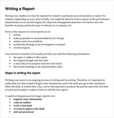 the writing report is shown in this document, and it contains information about how to write