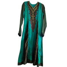 Brand New Without Tags. Long Beautiful Embroidery Dress Self Jaquard Material With Velvet Detail With Chiffon Sleeves. Shirt Only!!!! Green Embroidered Long Sleeve Festive Dress, Green Long Sleeve Embroidered Dress With Zari Work, Green Long Sleeve Dresses With Zari Work, Green Long Sleeve Dress With Zari Embroidery, Green Long Sleeve Embroidered Festive Dress, Festive Long Sleeve Green Embroidered Dress, Green Embroidered Long Sleeve Dress For Eid, Green Silk Long Sleeve Salwar Kameez, Green Long Sleeve Embroidered Dress For Eid