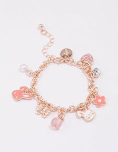 Add a decorative touch to your Easter outfit with this adorable charm bracelet. This unique charm bracelet is adorned with cute Easter charms, including bunny rabbits, bows and hearts. Perfect for all your Easter celebrations! Weight: 14.9g | Lovisa Kids Rose Gold Bunny Charm Bracelet, Pink Bunny Rabbits, Cute Easter, Easter Outfit, Easter Celebration, Jewellery Accessories, Favorite Rings, Unique Charms, Bunny Rabbit, Jewelry Trends